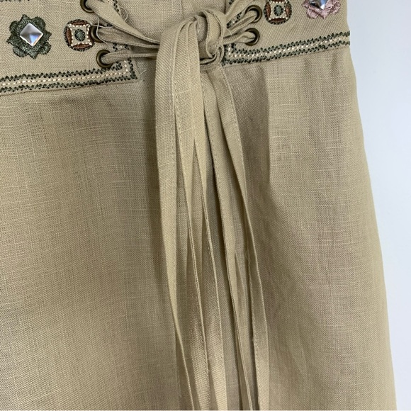 Martha B Size 4 Linen Short Skirt Southwest & Stud Accents Tassel Waist Tie New - Picture 6 of 10